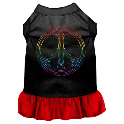 Rhinestone Rainbow Peace Dress Black with Red Lg