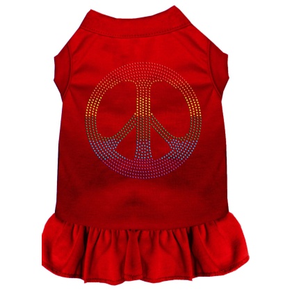 Rhinestone Rainbow Peace Dress Red 4X