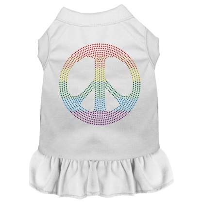 Rhinestone Rainbow Peace Dress White 4X