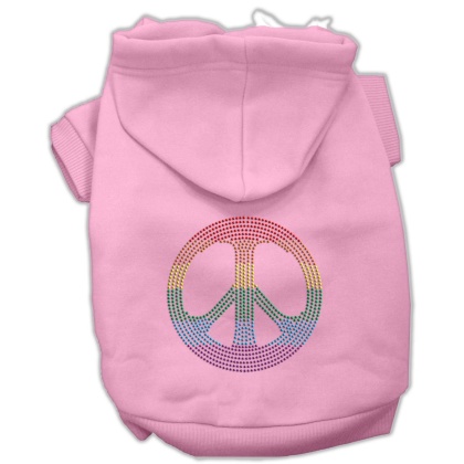 Rhinestone Rainbow Peace Sign Hoodies Pink L