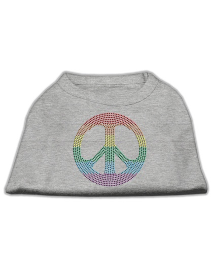 Rhinestone Rainbow Peace Sign Shirts Grey L