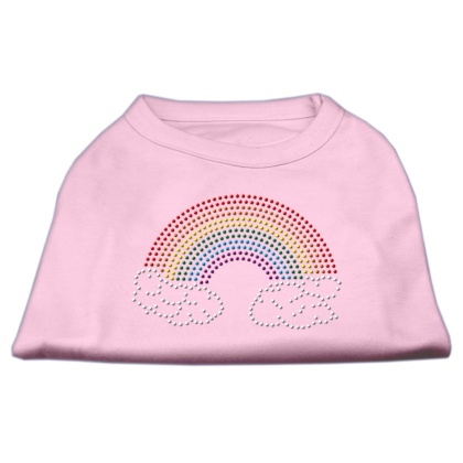 Rhinestone Rainbow Shirts Light Pink L