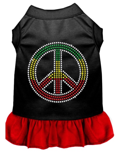 Rhinestone Rasta Peace Dress Black with Red Lg