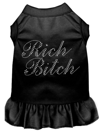 Rhinestone Rich Bitch Dress Black 4X