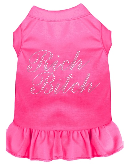 Rhinestone Rich Bitch Dress Bright Pink 4X