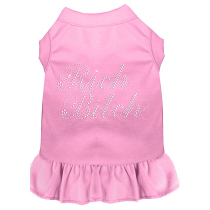 Rhinestone Rich Bitch Dress Light Pink 4X