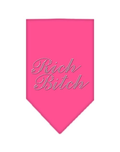 Rich Bitch Rhinestone Bandana Bright Pink Large