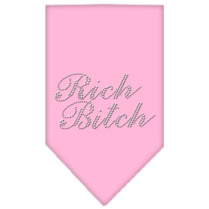 Rich Bitch Rhinestone Bandana Light Pink Large