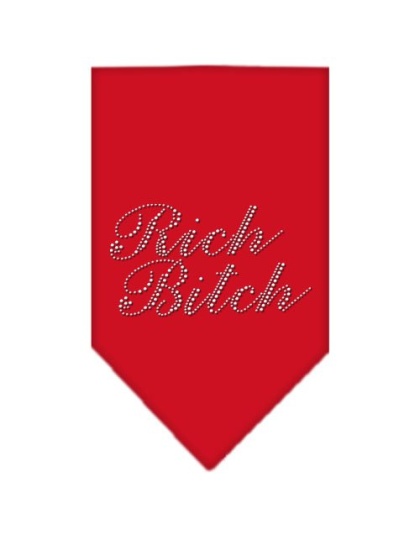 Rich Bitch Rhinestone Bandana Red Large