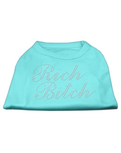 Rich Bitch Rhinestone Shirts Aqua L