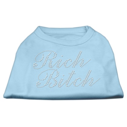 Rich Bitch Rhinestone Shirts Baby Blue L