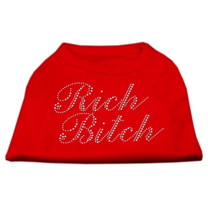 Rich Bitch Rhinestone Shirts Red L