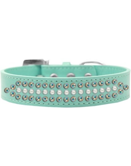 Ritz Pearl and AB Crystal Dog Collar Aqua Size 12