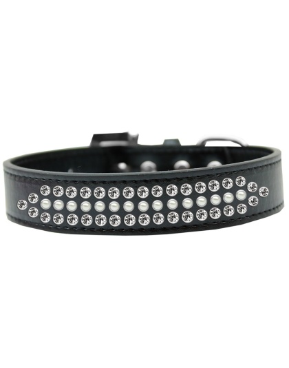 Ritz Pearl and Clear Crystal Dog Collar Black Size 12