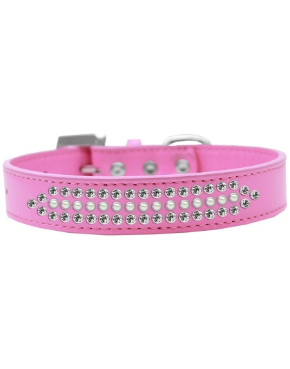 Ritz Pearl and Clear Crystal Dog Collar Bright Pink Size 12