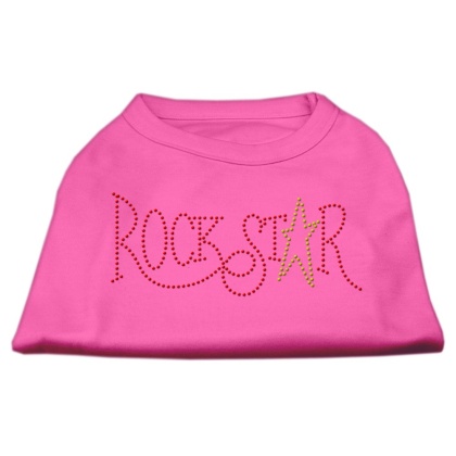 RockStar Rhinestone Shirts Bright Pink L