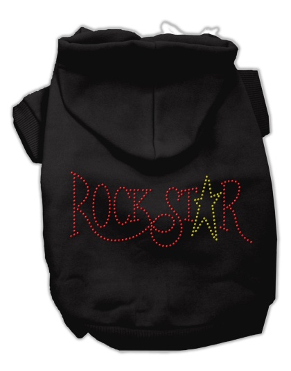 Rock Star Rhinestone Hoodies Black L