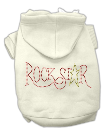 Rock Star Rhinestone Hoodies Cream L