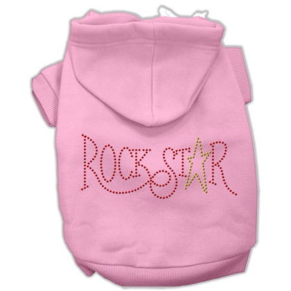 Rock Star Rhinestone Hoodies Pink L