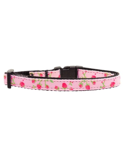 Roses Nylon Ribbon Collar Light Pink Cat Safety