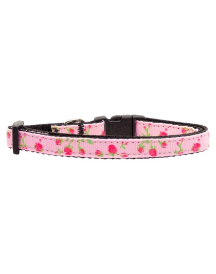 Roses Nylon Ribbon Collar Light Pink Small