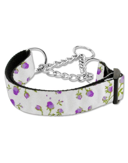 Roses Nylon Ribbon Collar Martingale Large Purple