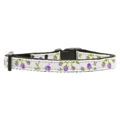 Roses Nylon Ribbon Collar Purple Cat Safety