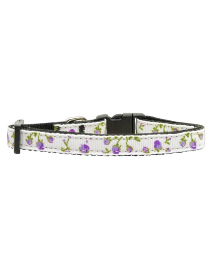 Roses Nylon Ribbon Collar Purple Small