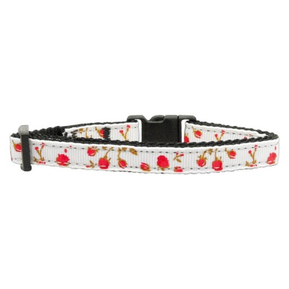 Roses Nylon Ribbon Collar Red Cat Safety