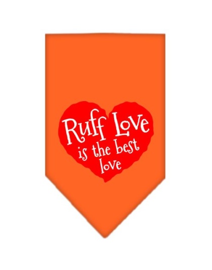 Ruff Love Screen Print Bandana Orange Large