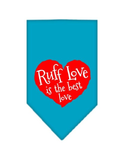 Ruff Love Screen Print Bandana Turquoise Large