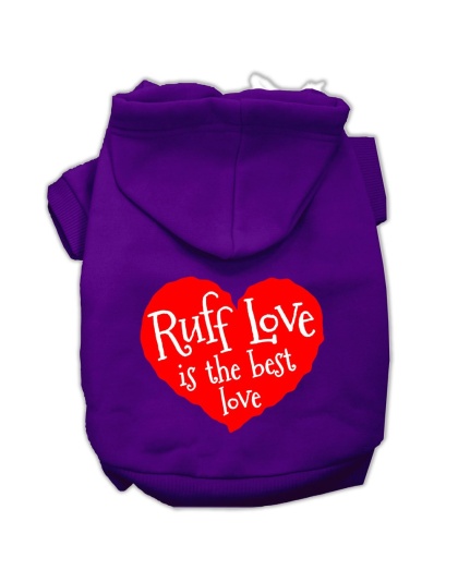 Ruff Love Screen Print Pet Hoodies Purple Size Lg