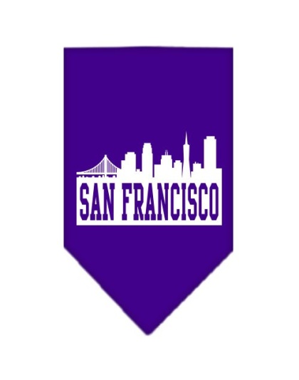 San Francisco Skyline Screen Print Bandana Purple Large