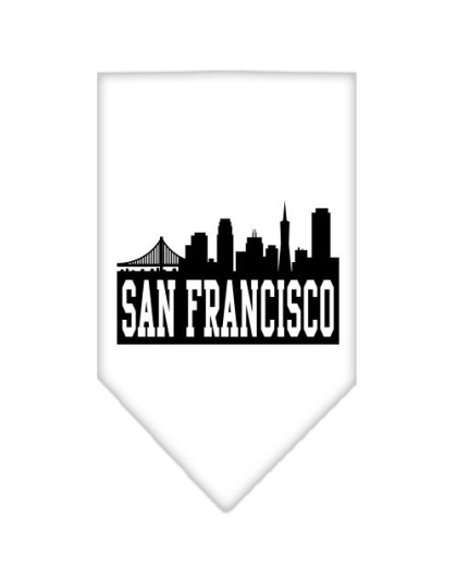 San Francisco Skyline Screen Print Bandana White Large