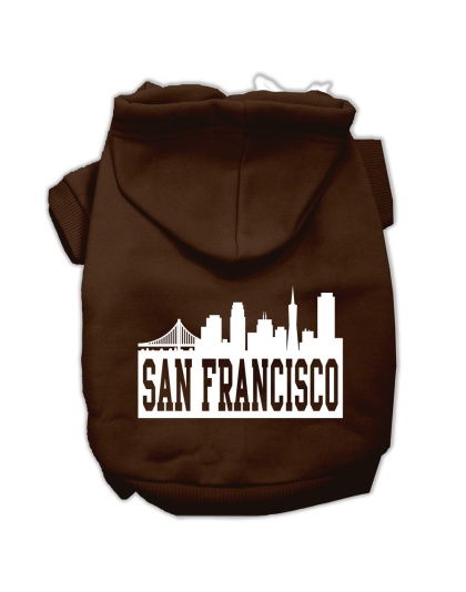 San Francisco Skyline Screen Print Pet Hoodies Brown Size Lg