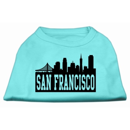 San Francisco Skyline Screen Print Shirt Aqua Lg