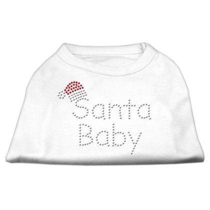 Santa Baby Rhinestone Shirts White L