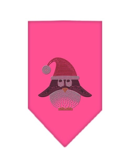 Santa Penguin Rhinestone Bandana Bright Pink Large