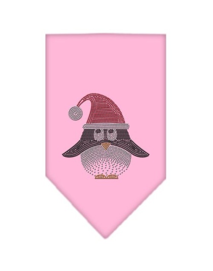 Santa Penguin Rhinestone Bandana Light Pink Large