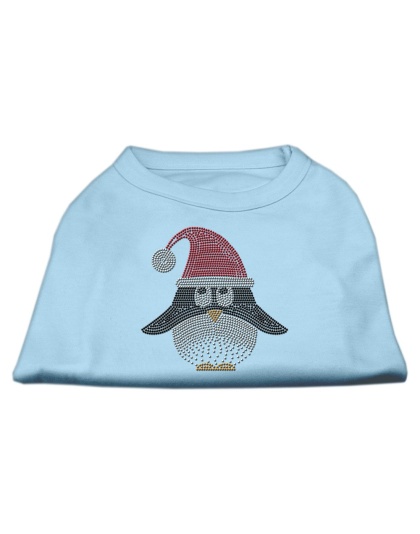 Santa Penguin Rhinestone Dog Shirt Baby Blue Lg