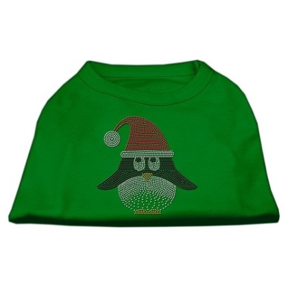 Santa Penguin Rhinestone Dog Shirt Green Lg