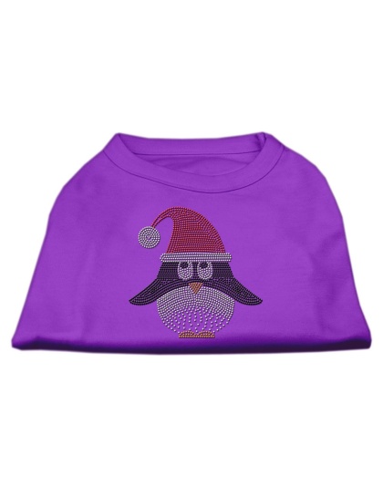 Santa Penguin Rhinestone Dog Shirt Purple Lg