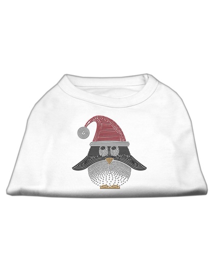 Santa Penguin Rhinestone Dog Shirt White Lg