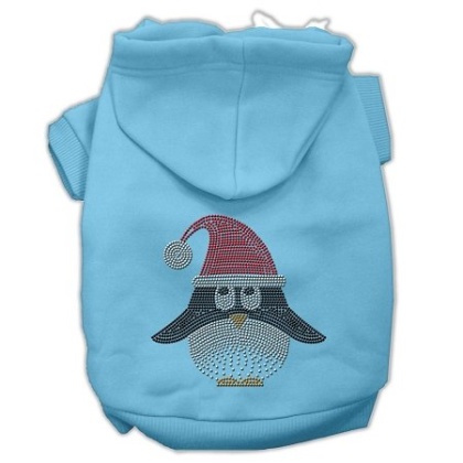 Santa Penguin Rhinestone Hoodies Baby Blue L