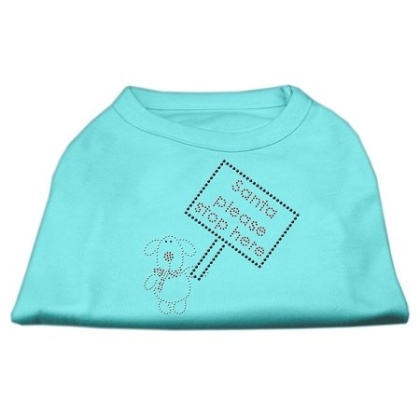 Santa Stop Here Shirts Aqua LG