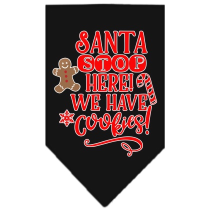 Santa, We Have Cookies Screen Print Bandana Black Large