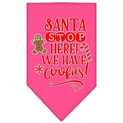 Santa, We Have Cookies Screen Print Bandana Bright Pink Large