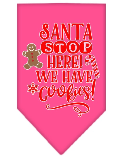 Santa, We Have Cookies Screen Print Bandana Bright Pink Large