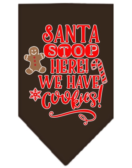 Santa, We Have Cookies Screen Print Bandana Cocoa Large