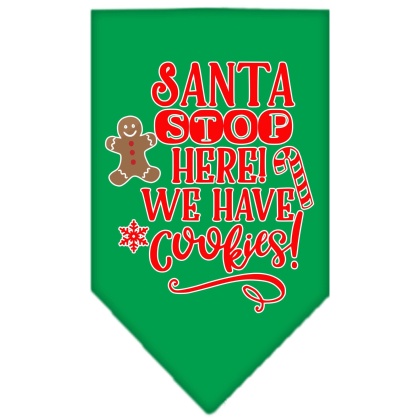 Santa, We Have Cookies Screen Print Bandana Emerald Green Large